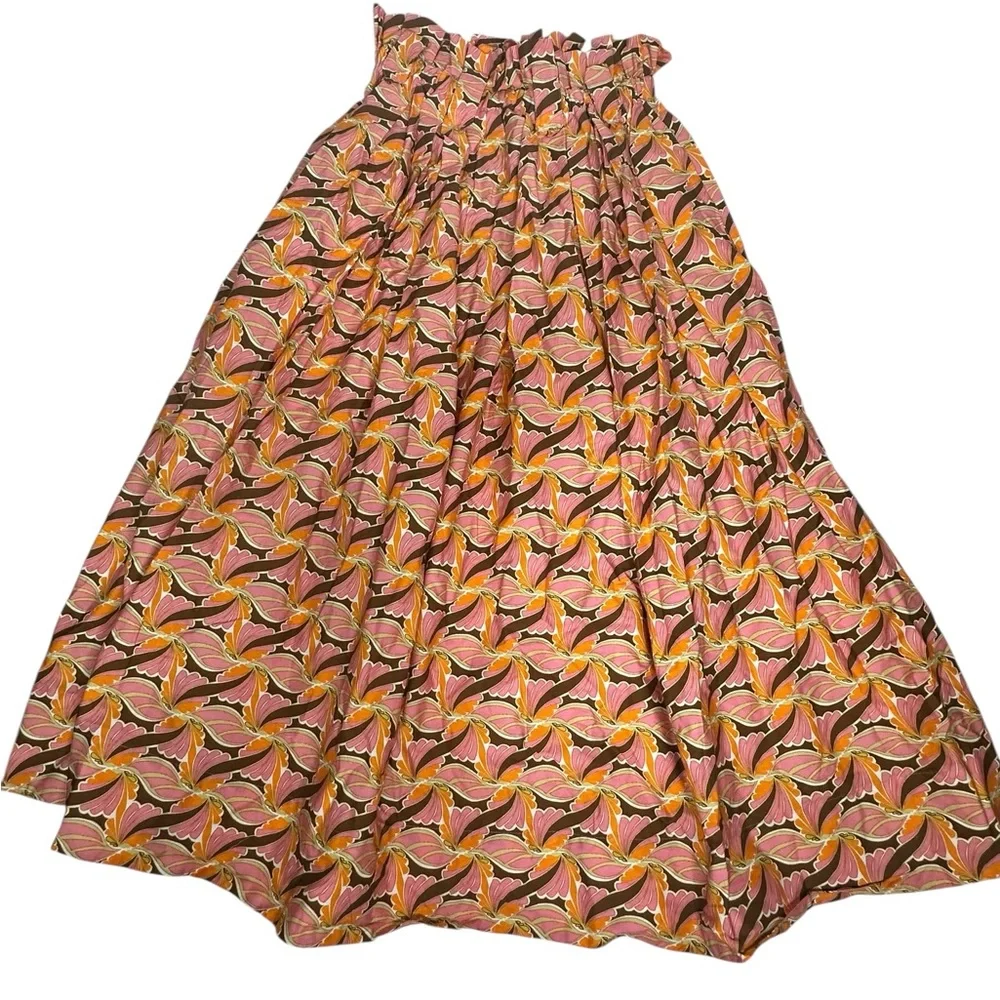NWT Anthro x Devotion Twins Kotronas Vibrant Floral Polished Cotton Midi Skirt S - Picture 7 of 14